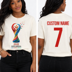 2026 FIFA World Cup Trophy Custom T-shirt with Personalized Name and Number -- Free Shipping